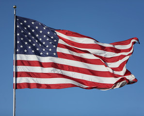 United States Flag blowing in the wind