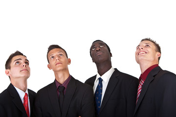 Young businessmen isolated over white