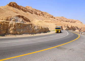 Highway number 90 in Negev desert, south Israel.  