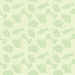 Seamless Animals Silhouette Background: cat, dog, fish, bone, sp