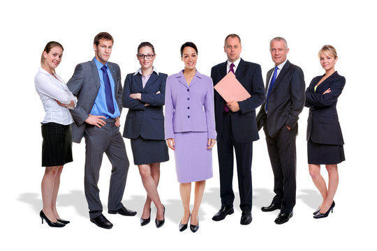 Business team seven people isolated