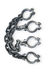 Metal shackles isolated on the white background