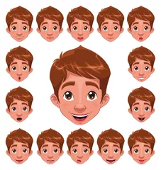 Fototapete Rund Boy Expressions with lip sync. Vector character. © ddraw