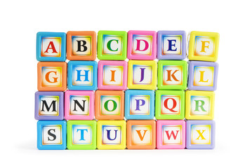 Learning and education concept - pile of alphabet blocks