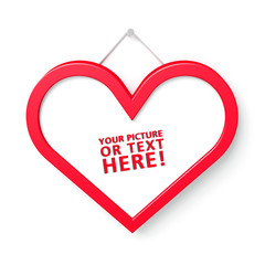 Red heart shaped frame with room for photo or text