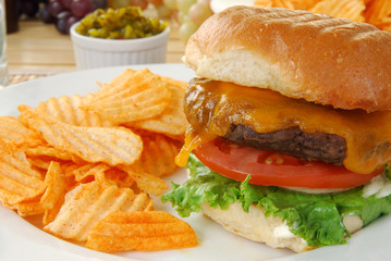 Thick juicy hamburger