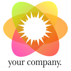 Logo entreprise atome multicolore