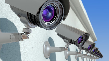 surveillance cameras, 3d illustration