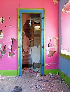 Wrecked Interior Of Abandoned House