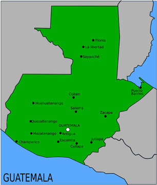 Carte des Villes Principales du Guatemala