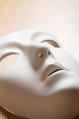 Theatre concept with the white plastic masks