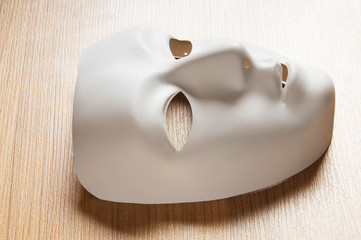 Theatre concept with the white plastic masks