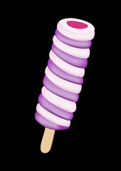 violet ice lolly on the black background