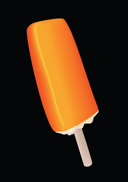 Orange Ice Lolly On The Black Background