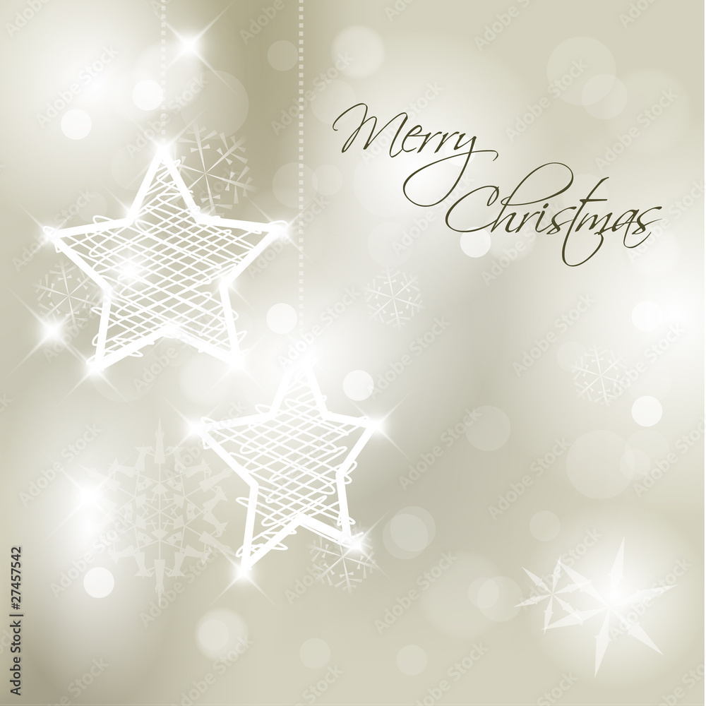 Wall mural Vector Christmas background with white snowflakes and stars - Wall murals