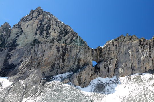 mountain formation of Tschingelh&ouml;rner with Martins hole