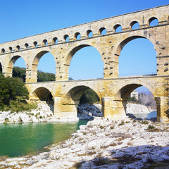 Fototapeta premium Roman aqueduct, Pont du Gard, Provence, France
