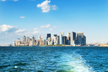 New York city panorama with tall skyscrapers