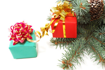 gifts on fur-tree branches