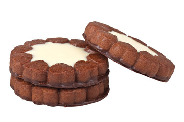 Chocolate cookies on a white background