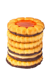 Six cookies on a white background