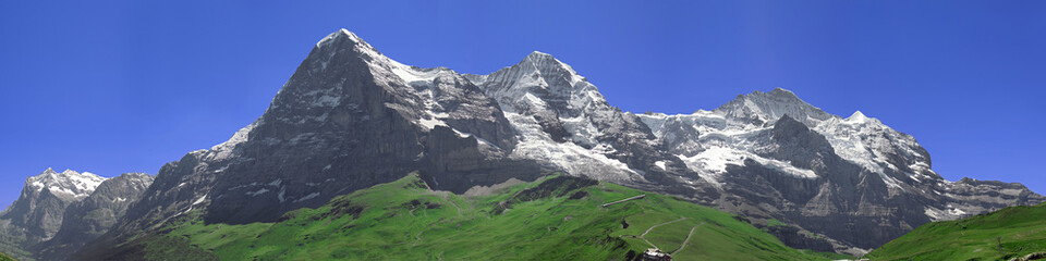 Alpenpanorama Eiger, Mönch, Jungfrau Ausschnitt - obrazy, fototapety, plakaty