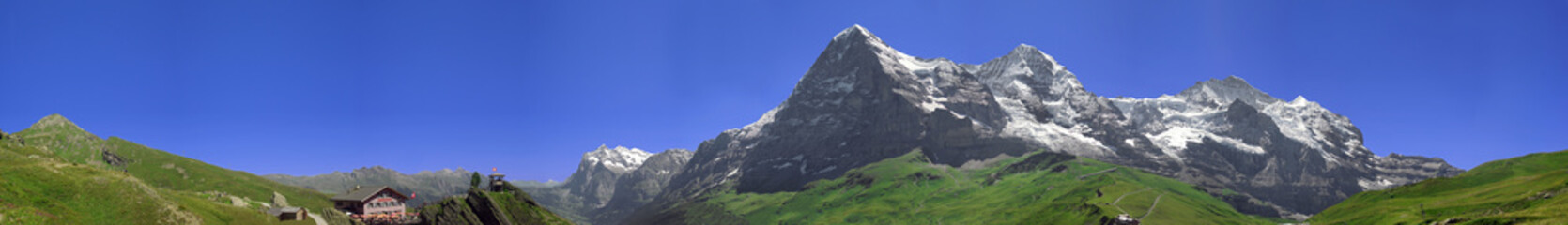 Alpenpanorama Eiger, Mönch, Jungfrau komplett - obrazy, fototapety, plakaty