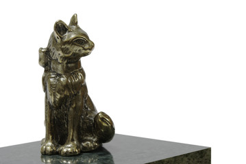 Statuette of cat isolated on white