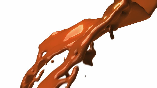 Hot milk chocolate flow with slow motion