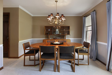 Dining room with tan walls