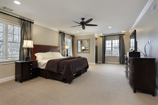 Master Bedroom With Dark Wood Furniture