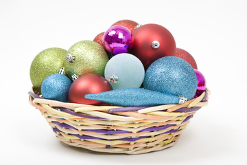 Fototapeta na wymiar Christmas Ornaments Basket