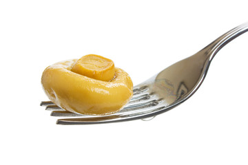 mushroom on a fork