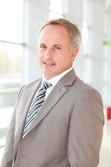 Closeup of businessman in grey suit