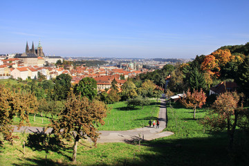 View on the autumn Prague gothic Castle