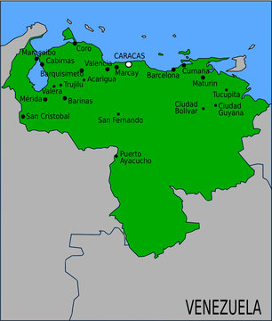 Carte des Villes Principales du V&eacute;n&eacute;zuela