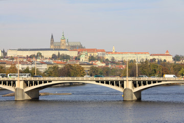 Fototapeta premium View on Prague gothic Castle above River Vltava, Czech Republic