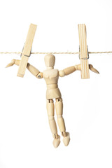 Gliederpuppe an Wäscheleine