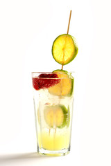 Cocktail with lemon and strawberry