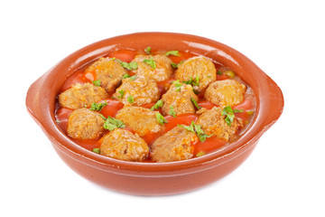 Fresh meatballs with peas