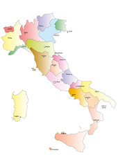 Fototapeta na wymiar italia con regioni sfumate