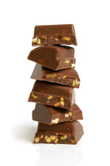 Stack of chocolate pieces