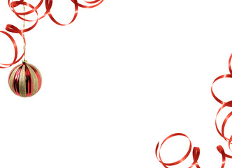 Card for the holiday with balls on the white background