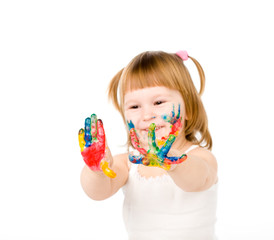 little girl and bright colors