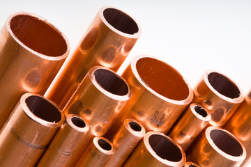 Copper pipes of different diameter