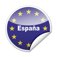 Pegatina ESPAÑA en bandera de Europa con reborde