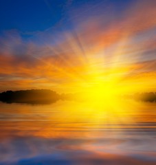 majestic sunset on a lake