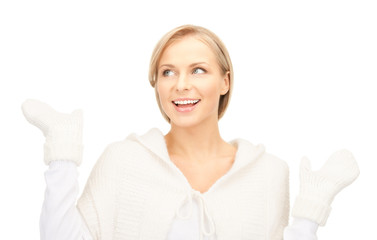 beautiful woman in white sweater