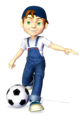 nice boy cartoon footballer pass kick