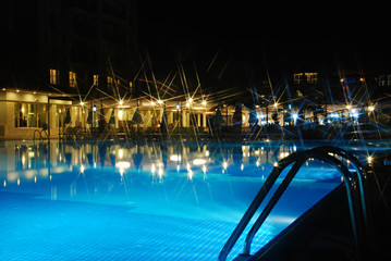 Swimming pool at night
